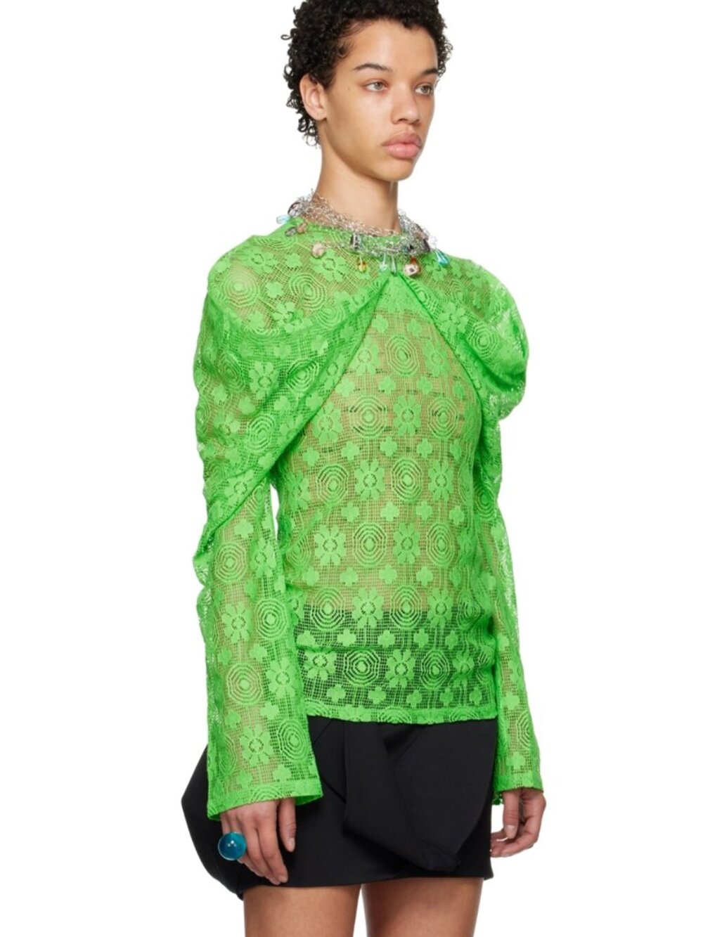 Kiko Kostadinov "Diana" Lace Blouse in Green, size 36
